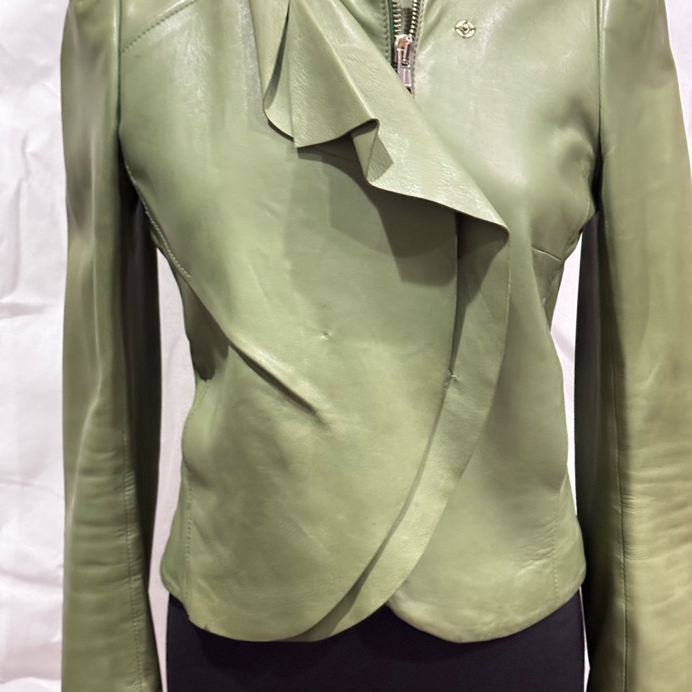 Valentino Sage/Olive Green Lambskin Leather Jacket